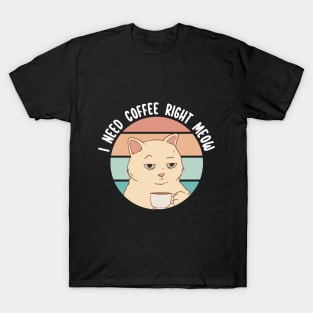 I Need Coffee Right Meow T-Shirt